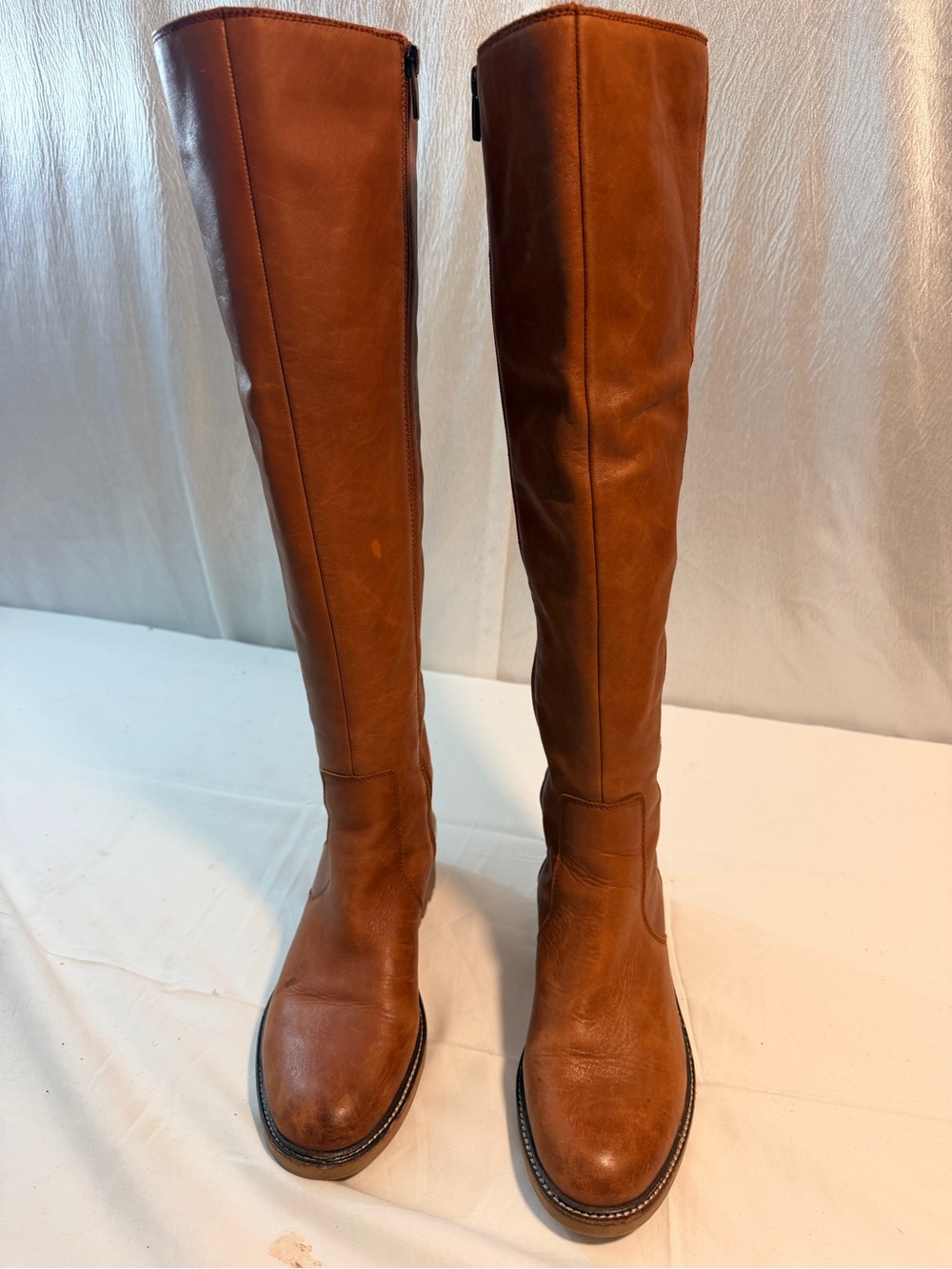 Vince Camuto VC-Kensile Women's Brown Leather Knee High Zip Riding Boots US 9